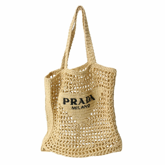 Prada Handbags - PRADA Crochet Beige Rayon Tote Bag